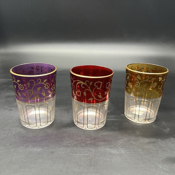 PARTYLITE Global Fusion Votive Holder Trio Red Gold Purple P8372 - Picture 2 of 16